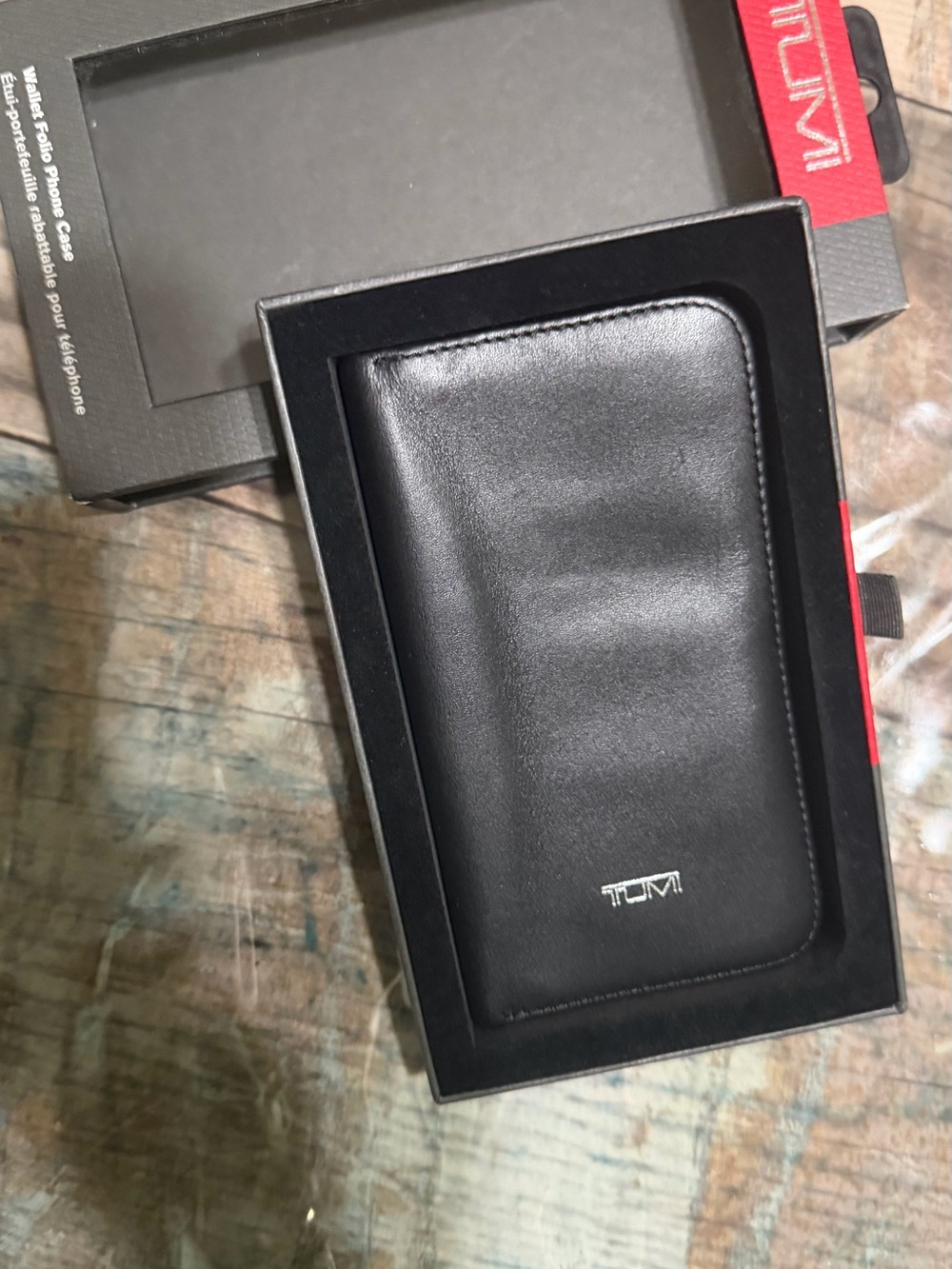 Tumi Black Leather Wallet Folio Phone Case iPhone 12/12 pro